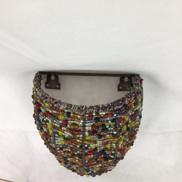 Multi-Colored Beaded Wall Sconce Candle Holder - Picture 3 of 7